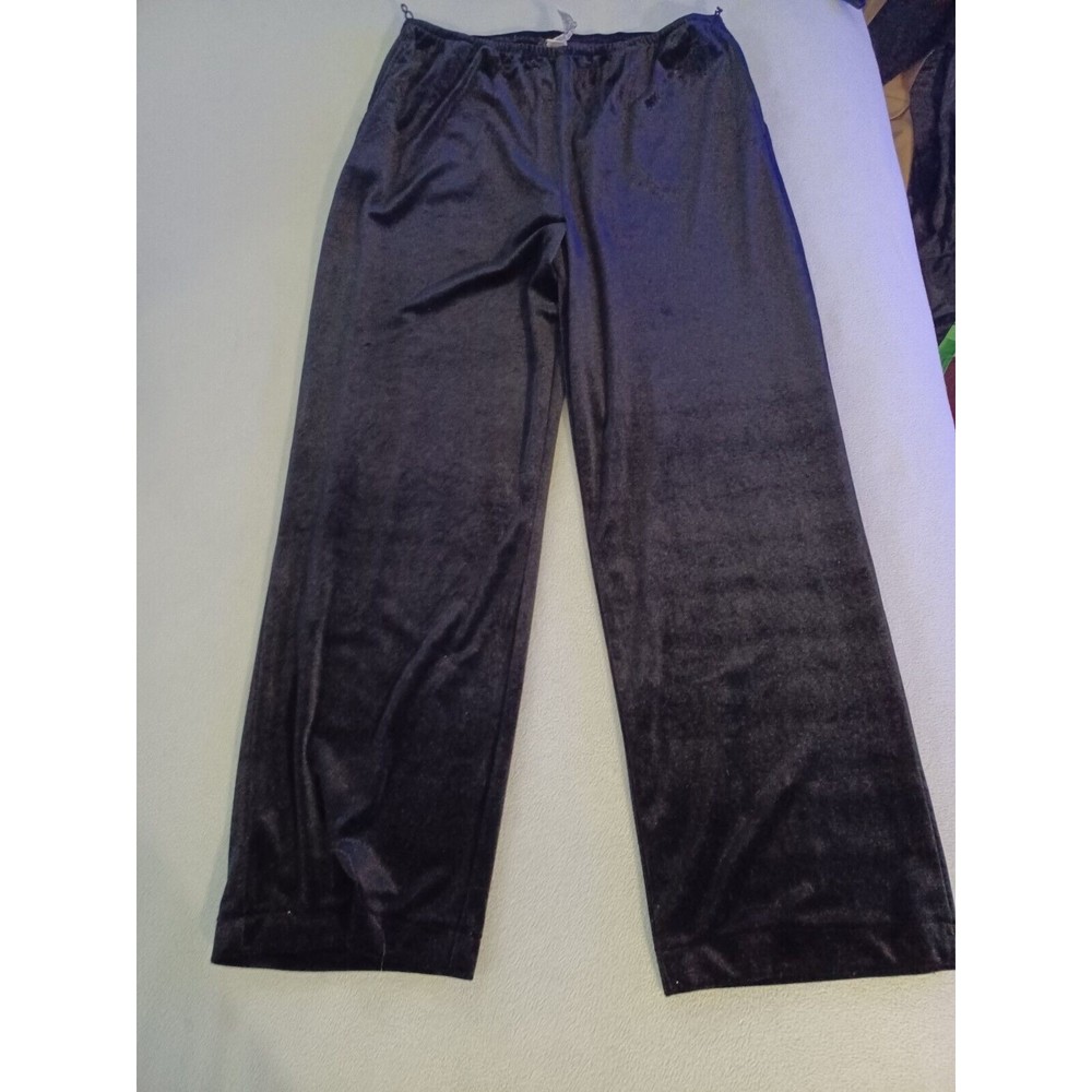Sag Harbor Sport Women Medium Black Velour Velvet Pull On Stretch Casual Pants